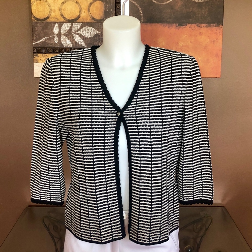 St. John Collection Two-toned Striped Cardigan